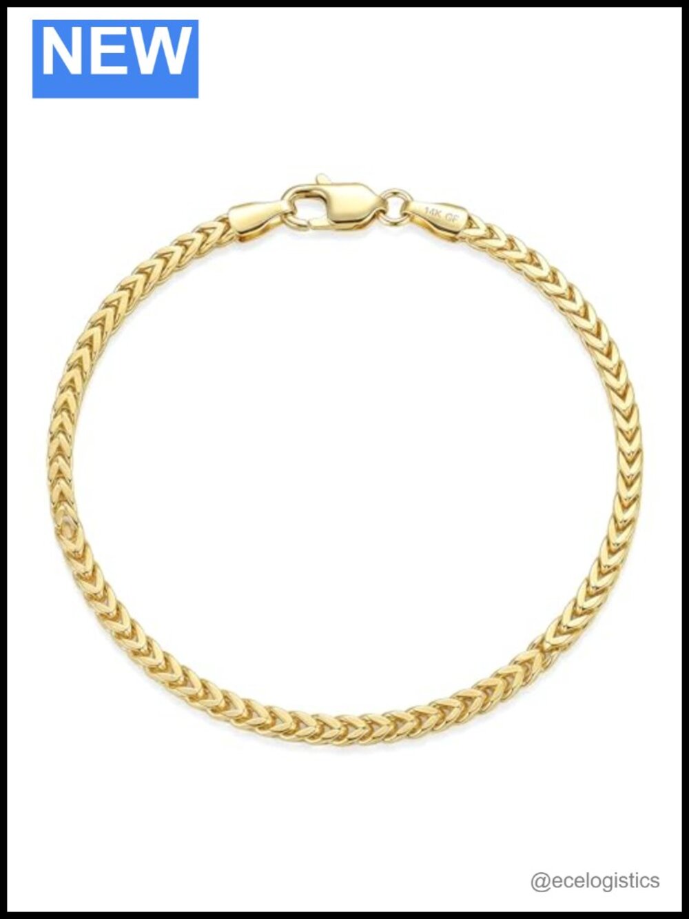 14K Gold Filled Franco Box Chain Bracelet 2.5mm Dainty Stackable